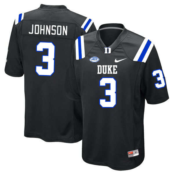 Duke Blue Devils #3 Brandon Johnson College Football Jerseys Stitched-Black